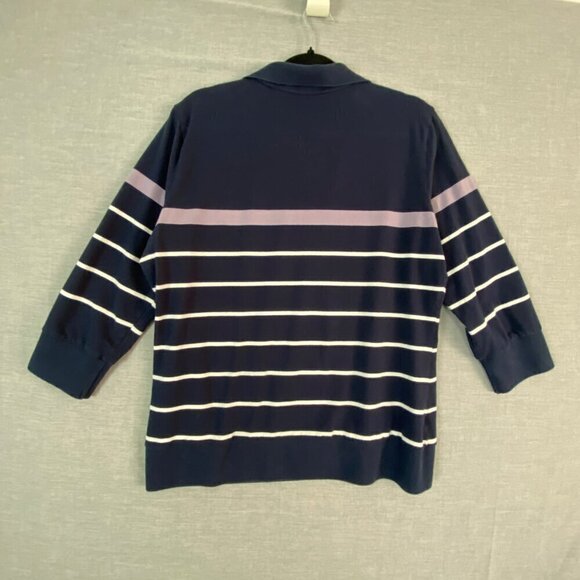 Tommy Hilfiger Sweater Half Sleeve V Neck Sz XL Navy with Stripes - Picture 3 of 9
